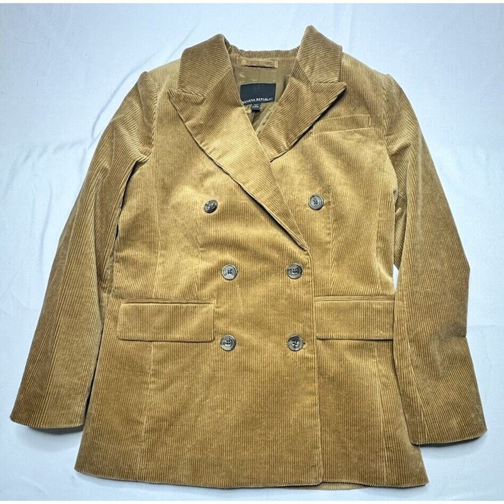 NWT Banana Republic Womens Tan Corduroy Double Breast Blazer Sports Coat -Sz 2P*